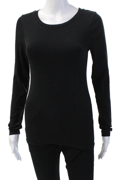J Crew Women Basic Jersey Black Cotton Round Neck Long Sleeve T-Shirt Size S
