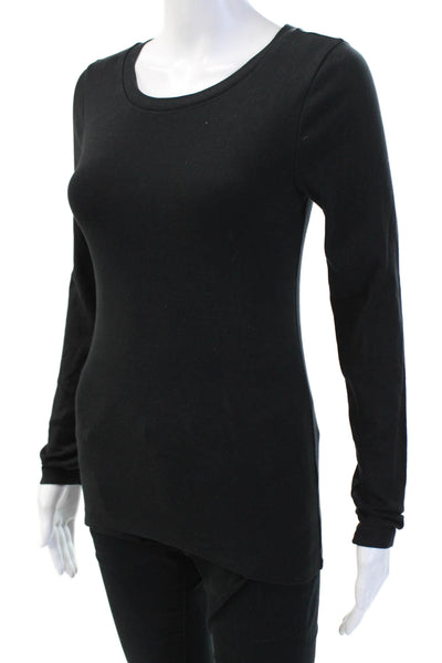 J Crew Women Basic Jersey Black Cotton Round Neck Long Sleeve T-Shirt Size S