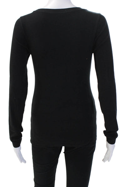 J Crew Women Basic Jersey Black Cotton Round Neck Long Sleeve T-Shirt Size S