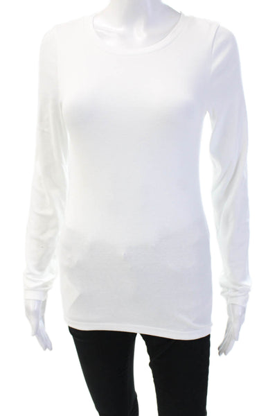 J Crew Womens White Cotton Crewneck Long Sleeve Basic T-Shirt Size S