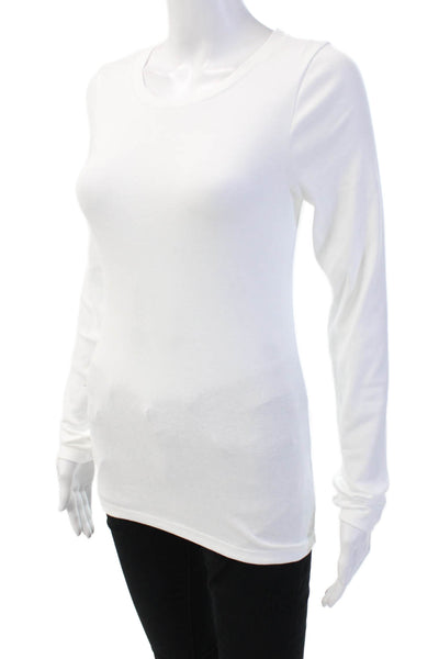 J Crew Womens White Cotton Crewneck Long Sleeve Basic T-Shirt Size S