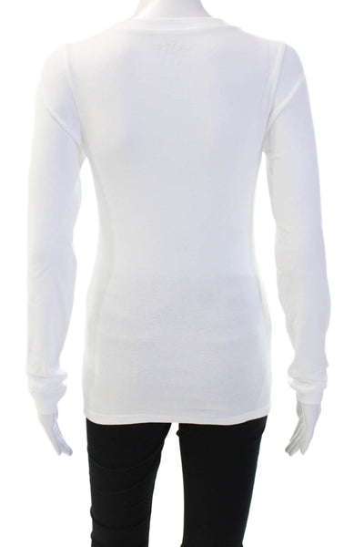 J Crew Womens White Cotton Crewneck Long Sleeve Basic T-Shirt Size S