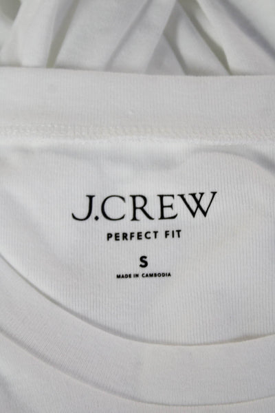 J Crew Womens White Cotton Crewneck Long Sleeve Basic T-Shirt Size S