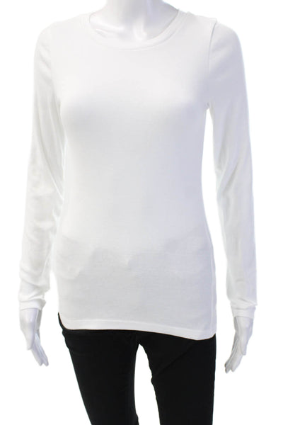 J Crew Women White Long Sleeve Crew Neck Basic T-Shirt 100% Cotton Size S