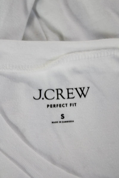 J Crew Women White Long Sleeve Crew Neck Basic T-Shirt 100% Cotton Size S