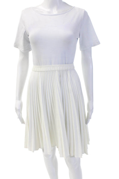 Club Monaco Womens Accordion Pleat Pull On A Line Skirt White Size 6