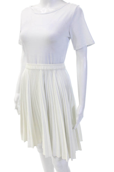 Club Monaco Womens Accordion Pleat Pull On A Line Skirt White Size 6