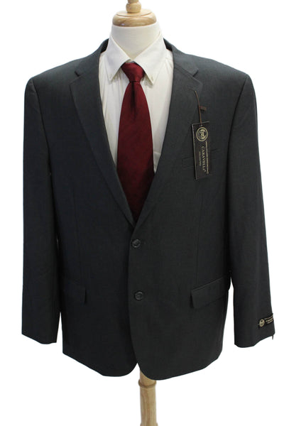 Caravelli Mens Two Buttoned Pocketed Suit Jacket Solid Gray Size 46
