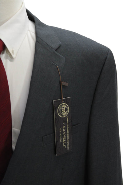 Caravelli Mens Two Buttoned Pocketed Suit Jacket Solid Gray Size 46
