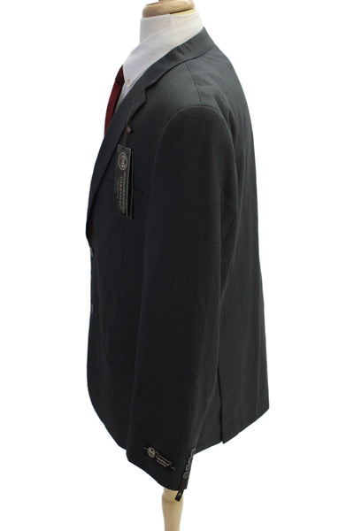 Caravelli Mens Two Buttoned Pocketed Suit Jacket Solid Gray Size 46