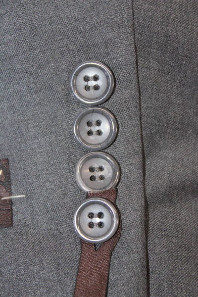Caravelli Mens Two Buttoned Pocketed Suit Jacket Solid Gray Size 46
