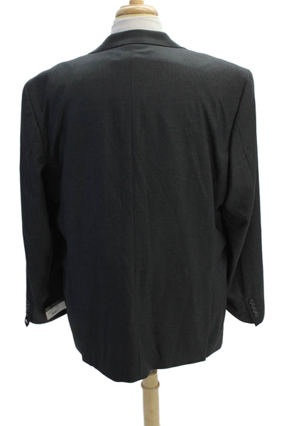 Caravelli Mens Two Buttoned Pocketed Suit Jacket Solid Gray Size 46