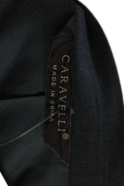 Caravelli Mens Two Buttoned Pocketed Suit Jacket Solid Gray Size 46