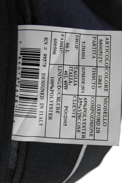 Caravelli Mens Two Buttoned Pocketed Suit Jacket Solid Gray Size 46