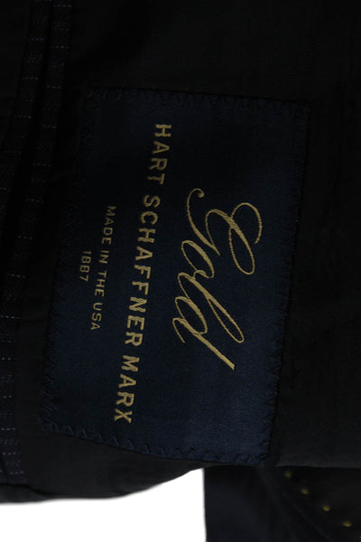 Hart Schaffner Marx Mens Wool Pinstriped Two Buttoned Suit Jacket Black Size 46