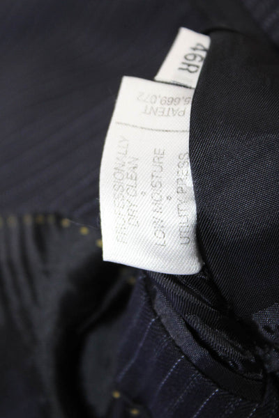 Hart Schaffner Marx Mens Wool Pinstriped Two Buttoned Suit Jacket Black Size 46