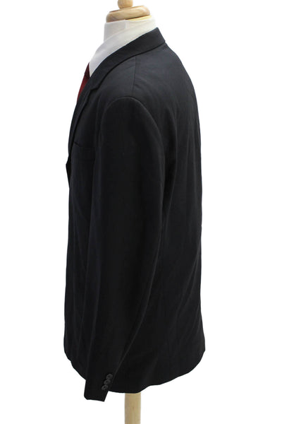 Donna Karan Mens Wool Pinstriped Three Buttoned Suit Jacket Black Size 46