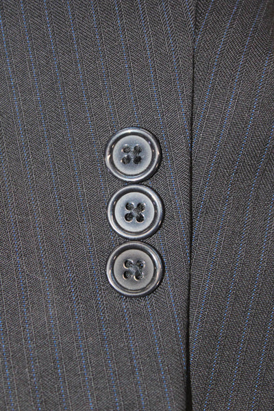 Donna Karan Mens Wool Pinstriped Three Buttoned Suit Jacket Black Size 46
