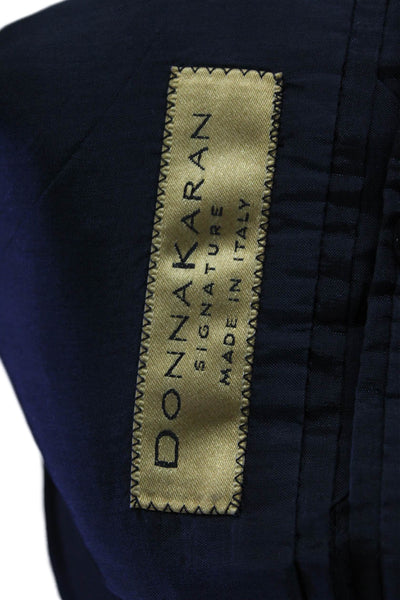 Donna Karan Mens Wool Pinstriped Three Buttoned Suit Jacket Black Size 46