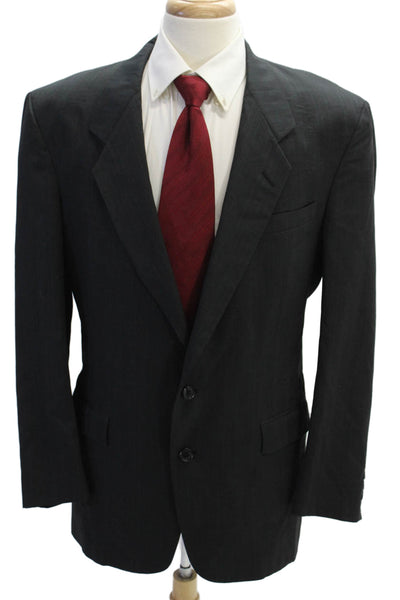 Christian Dior Mens Wool Striped Two Buttoned Suit Jacket Dark Gray Size 46