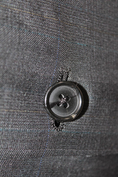 Christian Dior Mens Wool Striped Two Buttoned Suit Jacket Dark Gray Size 46
