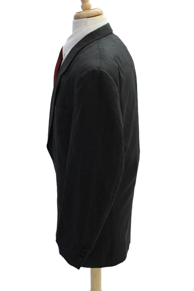 Christian Dior Mens Wool Striped Two Buttoned Suit Jacket Dark Gray Size 46
