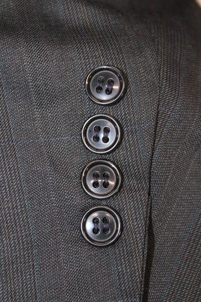 Christian Dior Mens Wool Striped Two Buttoned Suit Jacket Dark Gray Size 46