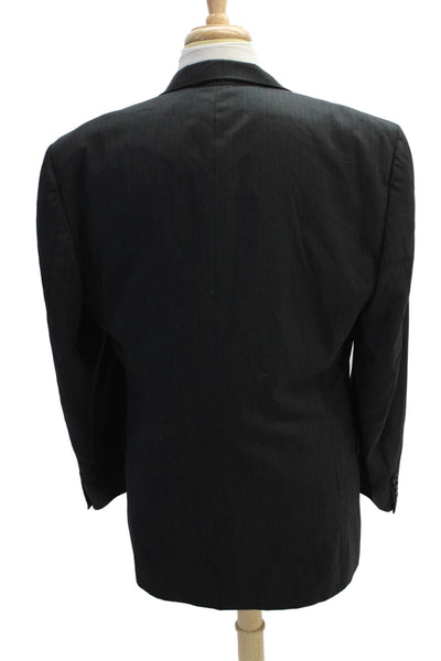 Christian Dior Mens Wool Striped Two Buttoned Suit Jacket Dark Gray Size 46