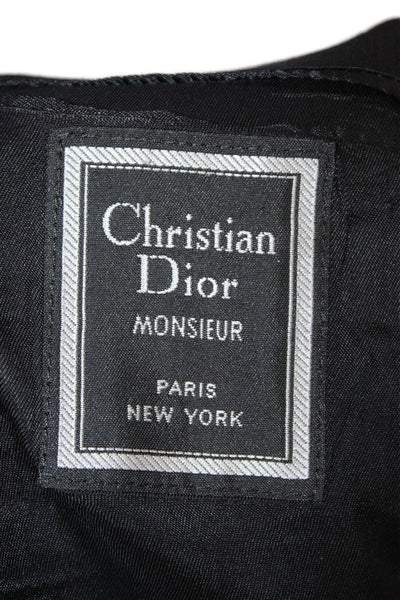 Christian Dior Mens Wool Striped Two Buttoned Suit Jacket Dark Gray Size 46