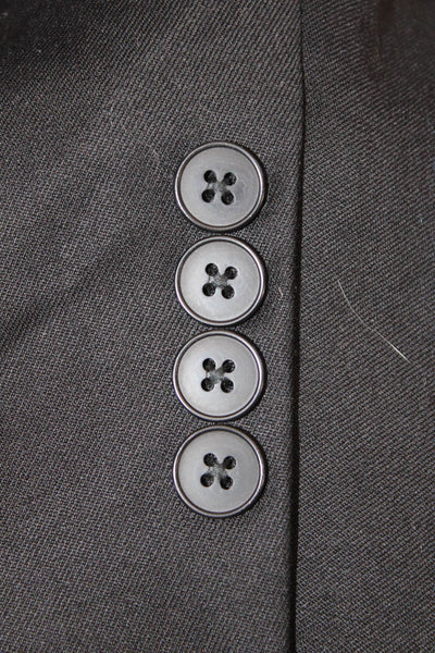 Oscar de la Renta Mens Wool Three Buttoned Suit Jacket Solid Black Size 42