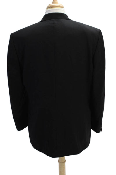 Oscar de la Renta Mens Wool Three Buttoned Suit Jacket Solid Black Size 42