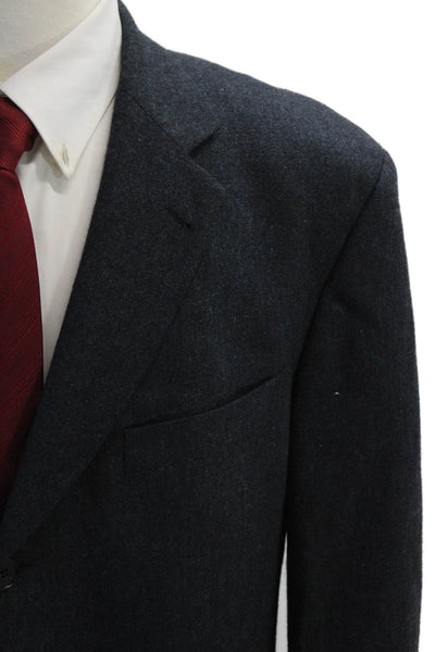 Hugo Boss Mens Wool Three Buttoned Pocketed Suit Jacket Dark Gray Size 44