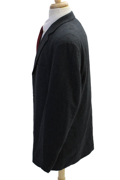 Hugo Boss Mens Wool Three Buttoned Pocketed Suit Jacket Dark Gray Size 44