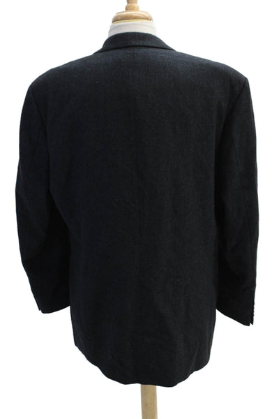 Hugo Boss Mens Wool Three Buttoned Pocketed Suit Jacket Dark Gray Size 44