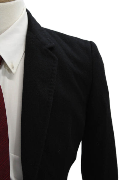 Les Copains Womens Wool Two Buttoned Pocketed Jacket Solid Black Size 40