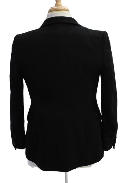 Les Copains Womens Wool Two Buttoned Pocketed Jacket Solid Black Size 40