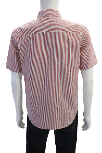 Club Monaco Mens Striped Slim Fit Button Up Shirt Red Size M