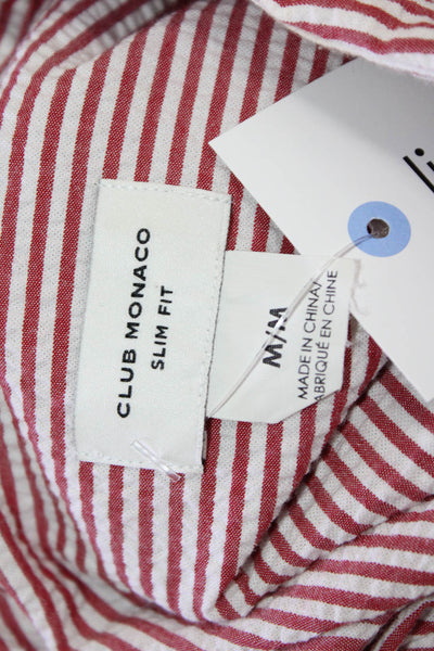 Club Monaco Mens Striped Slim Fit Button Up Shirt Red Size M