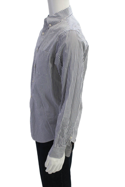 Club Monaco Mens Striped Slim Fit Button Up Shirt Blue Size S