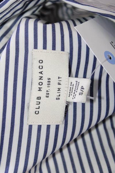Club Monaco Mens Striped Slim Fit Button Up Shirt Blue Size S