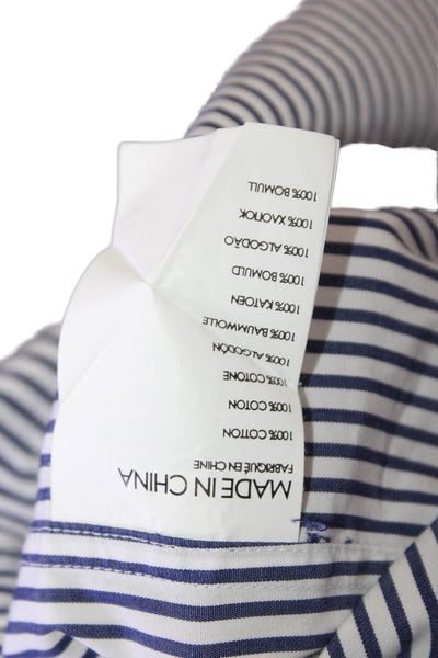 Club Monaco Mens Striped Slim Fit Button Up Shirt Blue Size S