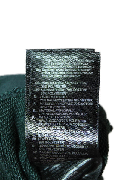 Adidas Men Pullover Sweatshirts Green Crew Neck Long Sleeve Cotton Blend Size M