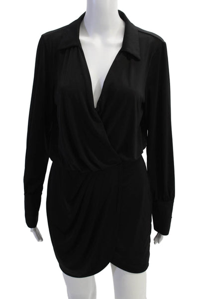 Krisa Women Black Jumpsuit V-Neck Long Sleeve Solid Size S