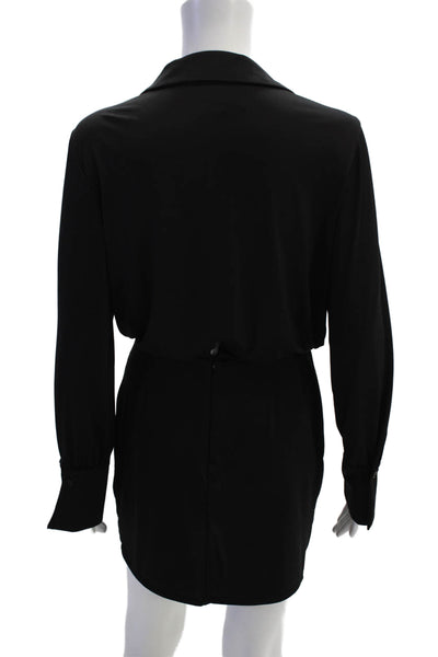 Krisa Women Black Jumpsuit V-Neck Long Sleeve Solid Size S