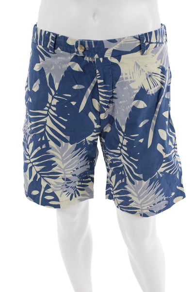 Peter Millar Mens Cotton Graphic Print Buttoned Casual Shorts Blue Size EUR 34