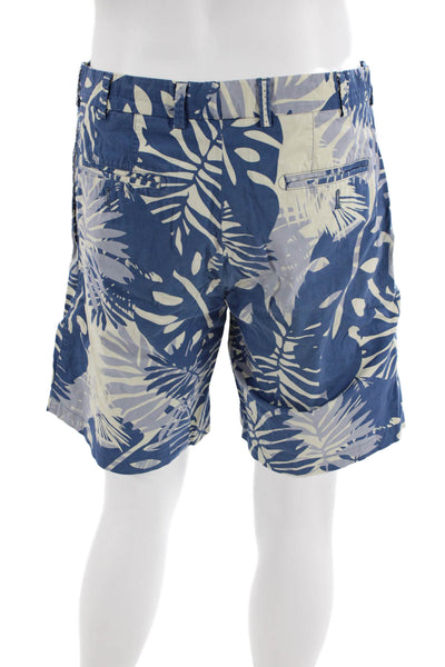 Peter Millar Mens Cotton Graphic Print Buttoned Casual Shorts Blue Size EUR 34