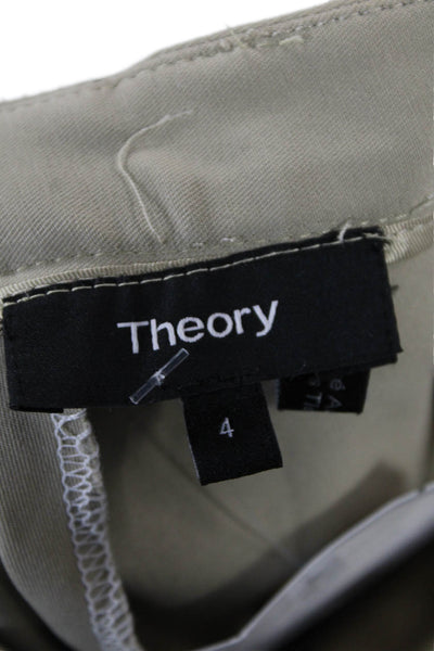Theory Womens Elastic Waistband Slim Leg Dress Pants Khaki Size 04