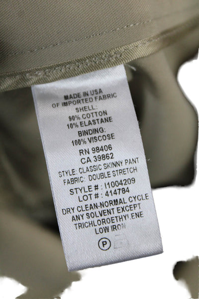 Theory Womens Elastic Waistband Slim Leg Dress Pants Khaki Size 04