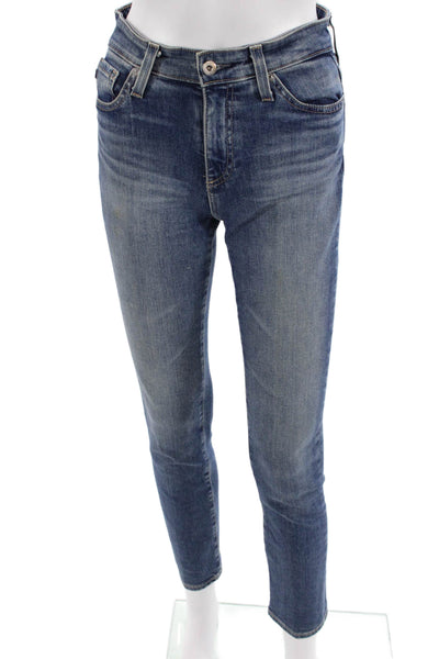 Adriano Goldschmied Women Petite Ankle Skinny Blue Jeans Mid Rise Size 25