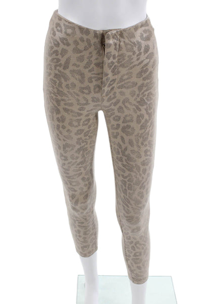Mother Womens Animal Print High Waisted Skinny Leg Pants Brown Size 00